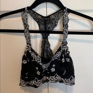 Lace Racerback Bralette Black and White